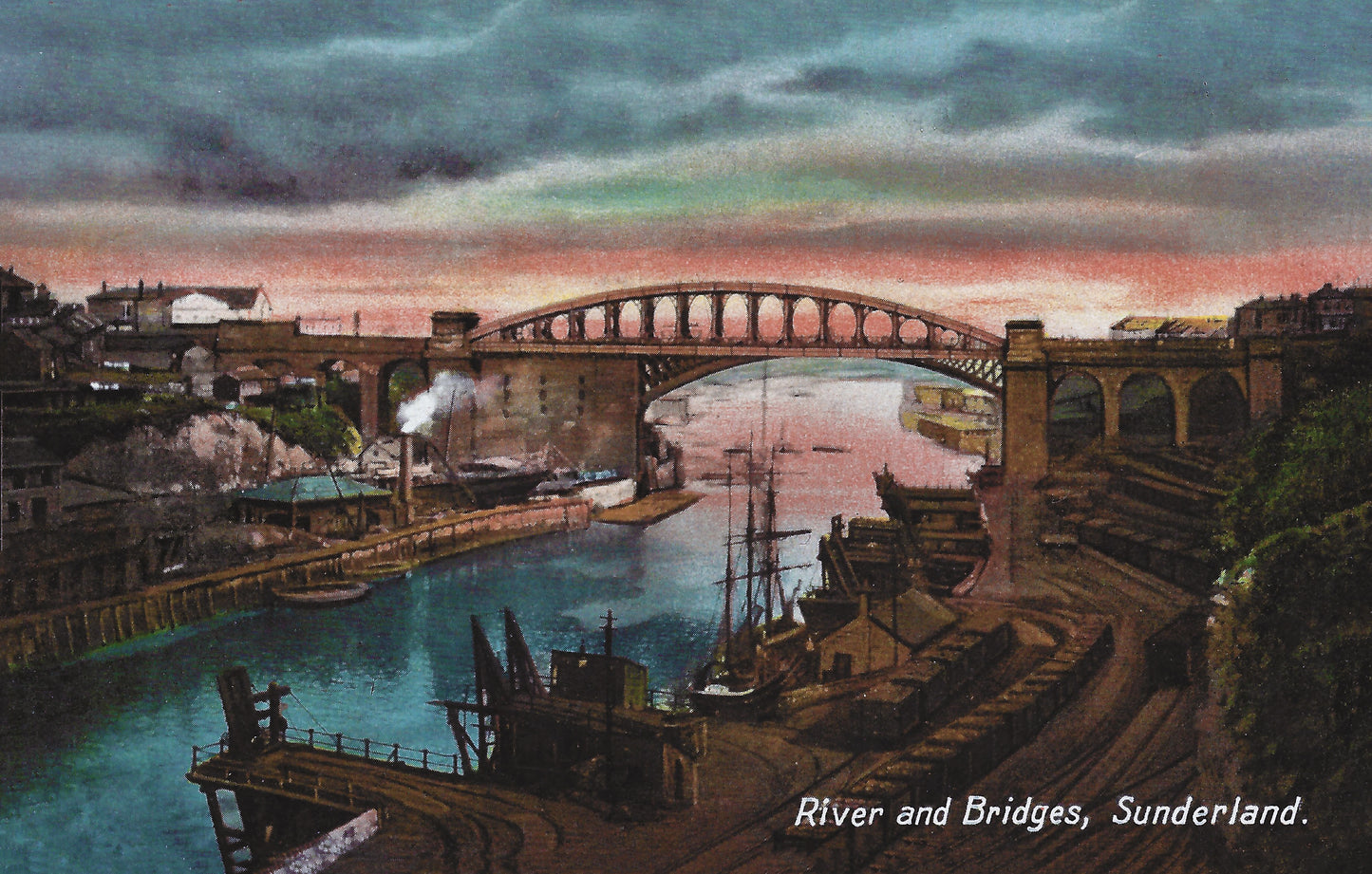 Sunderland Postcard - Bridges Sunset